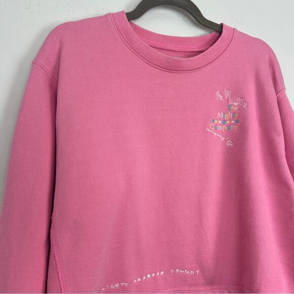 The Mighty Company | The Sweatshirt Pink Crewneck Rainbow Wrist Cuff Size S/M - Picture 7 of 10
